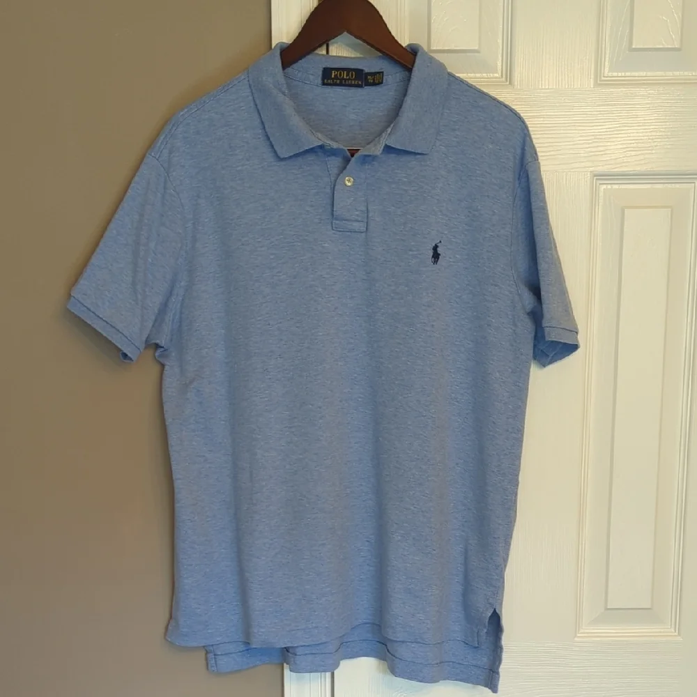Polo Ralph Lauren Men's Heather Light Blue Cotton Polo